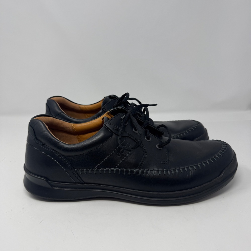 ECCO Mens Fusion Black Leather Moc Toe Lace Up Shoes 46 EU 12-12.5 US